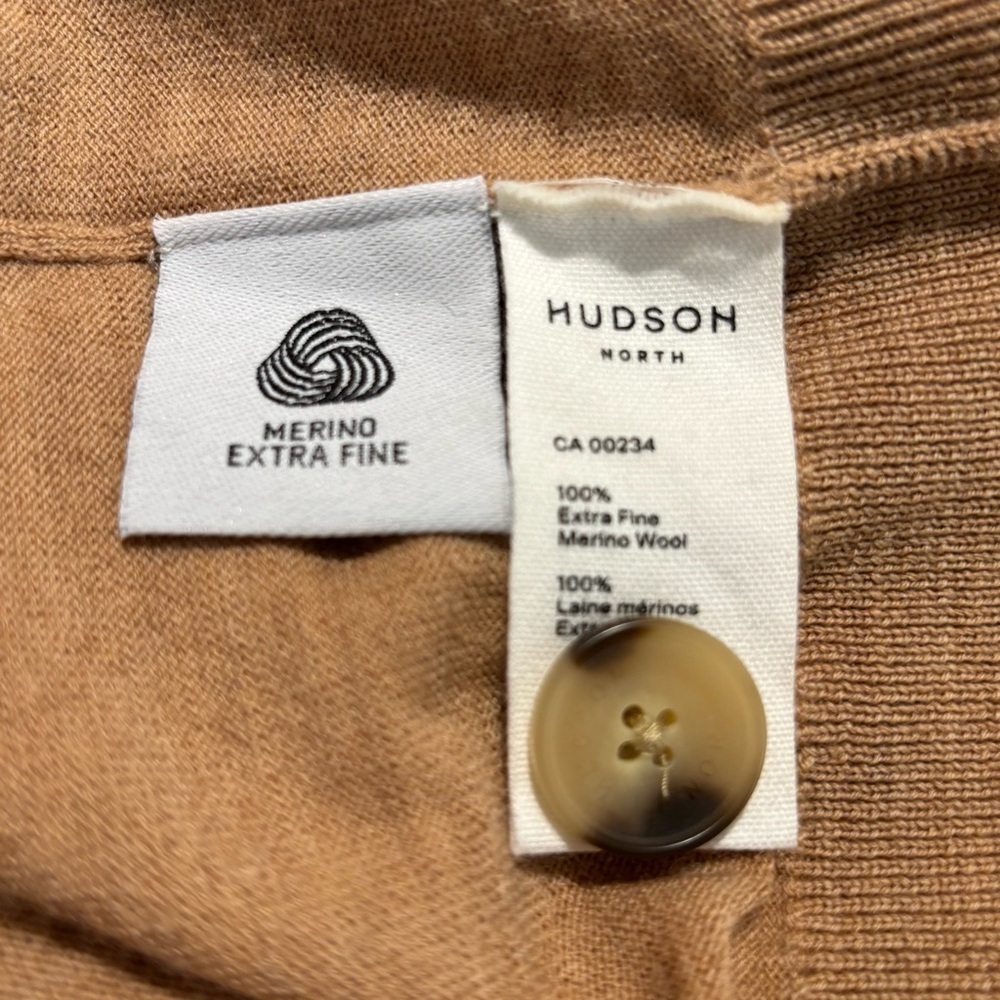 HUDSON Sz M Cashmere Classic Cardigan with Patch Pockets Long Sleeve Long Line - Picture 7 of 8